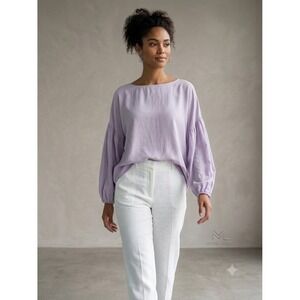 Hackwith Design House Top Women M/L Balloon Sleeve Minimalist Sustainable Boho